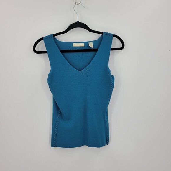 Vintage 90's Valerie Open Cardigan Sweater Set Sz M Turquoise Braided Edge - Picture 8 of 16